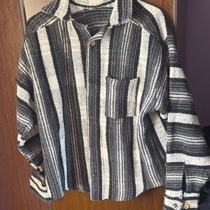 Striped Baja Shirt Jacket - Black & White
